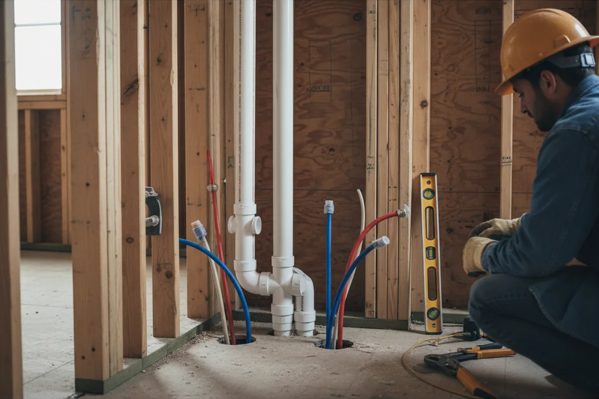 Drain and supply rough-in during Drain Cleaning in Barre